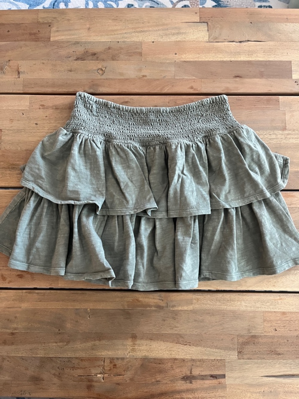 aerie Olive Green Tiered Ruffle Mini Skirt